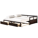 ZUN Wooden Daybed with Trundle Bed and Two Storage Drawers , Extendable Bed Daybed,Sofa Bed for Bedroom WF194973AAP