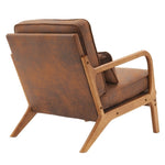 ZUN Oak Armrest Oak Upholstered Single Lounge Chair Indoor Lounge Chair Orange 94410146