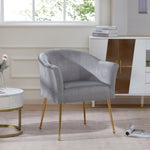 ZUN Velvet Accent Chair with Wood Frame, Modern Armchair Club Leisure Chair with Gold Metal Legs, Single W68060096