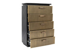 ZUN Allure Modern Style 5-Drawer Chest Made With Mango Wood and Finished with Brass Metal B009128311