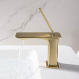ZUN Square Single Hole Single-Handle Bathroom Sink Faucet in Brushed Gold W997125106