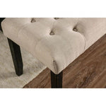 ZUN Classic Ivory 1PC BENCH Button Tufted Linen Like Fabric Solid wood Chair Upholstered Seat Breakfast B011104803