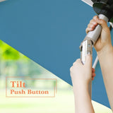 ZUN 9 Ft Patio Umbrella Title Led Blue Adjustable Large Beach Umbrella For Garden Outdoor Uv Protection W1828140338