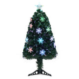 ZUN 3ft Top With Stars, Plastic Base, PVC Material, 12 Light Colorful Discoloration With Snow Flakes, 85 15731067