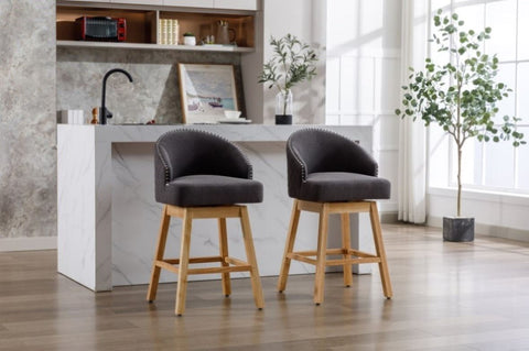 ZUN COOLMORE Bar Stools Set of 2 Counter Height Chairs with Footrest for Kitchen, Dining Room And 360 W153990779
