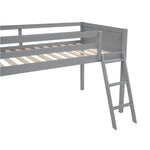 ZUN Twin Size Wood Loft Bed with Ladder, ladder can be placed on the left or right, Gray WF315204AAE