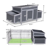 ZUN Outdoor Wood Chicken Coop with Wire Mesh Run, Nesting Boxes, Large Poultry House for 3-4 Chickens, W2181P152971