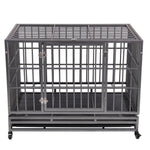 ZUN Heavy-Duty Metal Dog Kennel, Pet Cage Crate with Openable Flat top and Front Door, 4 Wheels W2181P153959