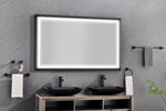 ZUN 60in. W x 36in. H Oversized Rectangular Black Framed LED Mirror Anti-Fog Dimmable Wall Mount W127256746