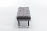 ZUN Tufted Bench Modern Velvet Button Upholstered Ottoman enches Bedroom Rectangle Fabric Footstool with W72854359