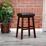 ZUN 30" Bar Stool, Espresso Finish, Black Leather Seat B04660628