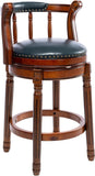 ZUN Seat Height 26'' Swivel Leather Wooden Bar Stools,360 Degree Swivel Bar Height Chair with Backs for W2195135483