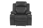 ZUN Power Motion Recliner Chair 1pc Chair Contemporary Charcoal Color Gel Leatherette Storage Arms w Cup B011P162630