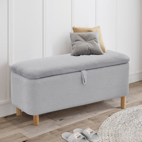 ZUN Basics Upholstered Storage Ottoman and Entryway Bench GREY W1805P145933