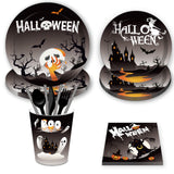 ZUN Halloween Black Paper Plates Birthday Party Supplies Disposable Tableware Paper Plates Set Cup 38274348