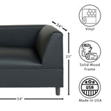 ZUN Black Faux Leather Lounger, Modern Lounger for Living Room, Bedroom and Apartment with Solid Wood B124142418