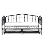 ZUN Twin Size Stylish Metal Daybed with 2 Drawers, Black WF312106AAB