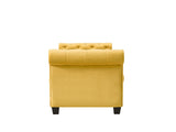 ZUN Yellow, Solid Wood Legs Velvet Rectangular Sofa Bench with Attached Cylindrical Pillows 69454447