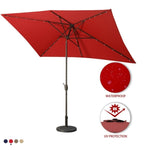 ZUN Support Dropshipping Led Red Garden Outdoor Adjustable Title 10 Ft Patio Umbrella With Solar Lights W1828P147966