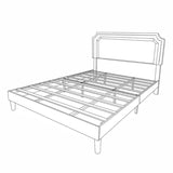 ZUN Molblly King Size Bed Frame with Upholstered Headboard, Strong Frame, and Wooden Slats Support, W2276139316