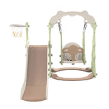 ZUN Toddler Slide and Swing Set 3 in 1, Kids Playground Climber Swing Playset with Basketball Hoops PP322877AAF