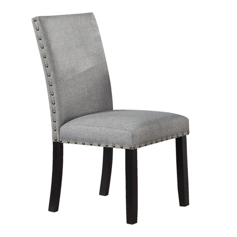 ZUN Grey Fabric Modern Set of 2 Dining Chairs Plush Cushion Side Chairs Nailheads Trim Wooden Chair B011119660