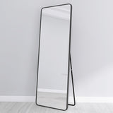 ZUN square rounded corners Full Length Mirror Floor Mirror , Bedroom Mirror ,Dressing Mirror with Black 88553905