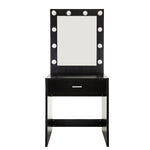 ZUN FCH With a Light Cannon Large Mirror Single Drawer Dressing Table Black 93429846