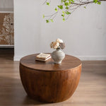 ZUN 31.50"Vintage Style Bucket Shaped Coffee Table with storage function, for Office, Dining Room and W757119052