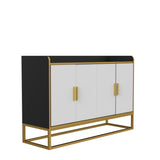 ZUN Modern Kitchen Buffet Storage Cabinet Cupboard Gloss with Metal Legs for living room Kitchen W876134664