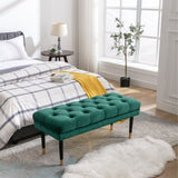 ZUN Tufted Bench Modern Velvet Button Upholstered Ottoman enches Bedroom Rectangle Fabric Footstool with W72854360
