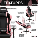 ZUN Techni Sport TS-4300 Ergonomic High Back Racer Style PC Gaming Chair, Pink RTA-TS43-PNK
