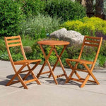 ZUN 3-Piece Eucalyptus Bistro Set, Round, Natural Oil B046125051