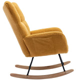 ZUN Rocking Chair Pocket, Soft Teddy Fabric Rocking Chair for Nursery, Comfy Wingback Glider Rocker W137294658