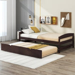 ZUN Twin Size Platform Bed with Twin Size Trundle, Espresso WF313279AAP