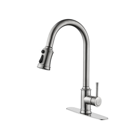 ZUN Single Handle High Arc Pull Out Kitchen Faucet,Single Level Stainless Steel Kitchen Sink Faucets W2287141941