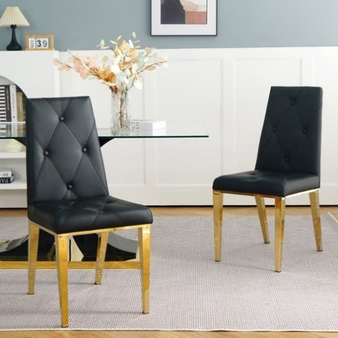 ZUN Modern simple light luxury dining chair Black chair Family bedroom chair PU fabric dining chair W210131240