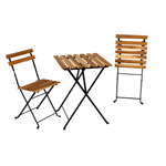 ZUN Solid Teak Wood Bistro Set Folding Table And Chair Set Power Coating Frame Patio Set With Waterproof 25889222