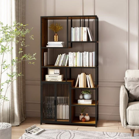 ZUN Multipurpose Bookshelf Storage Rack, Left Side with Enclosed Storage Cabinet,for Living Room,Home W757105770