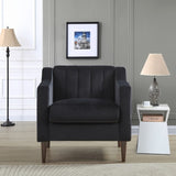 ZUN Modern Upholstered Tufted Accent Chair, Velvet Fabric Single Sofa Side Chair, Comfy Barrel Club W1708106335