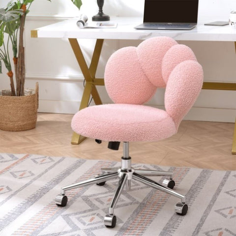 ZUN 360&deg;Swivel Height Adjustable,Swivel Chair,Teddy fabric,home office chair W680P143449