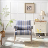 ZUN Accent chair, KD rubber wood legs with black finish. Fabric cover the seat. With a cushion.Blue W72870353