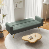 ZUN 71.7 inch green teddy fleece sofa bedBring two throw pillows W1658130612