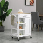 ZUN Compact Kitchen Island Cart on Wheels, Rolling Utility Trolley Cart White-AS 63960762