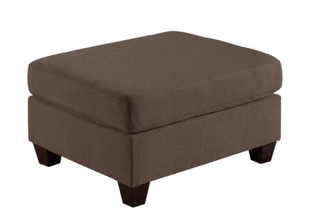 ZUN Living Room Furniture Ottoman Black Coffee Linen Like Fabric 1pc Cushion Ottoman Wooden Legs B011104195