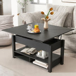 ZUN ON-TREND Lift Top Coffee Table, Multi-Functional Coffee Table with Open Shelves, WF314404AAB