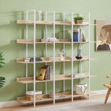 ZUN 5 Tier Bookcase Home Office Open Bookshelf, Vintage Industrial Style Shelf, MDF Board, White Metal WF300935AAC