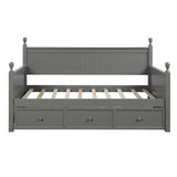 ZUN Wood Daybed with Three Drawers ,Twin Size Daybed,No Box Spring Needed ,Gray WF295565AAE