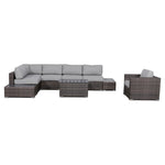 ZUN LSI 9-Piece Sectional Set with Cushions in Espresso B120P146846