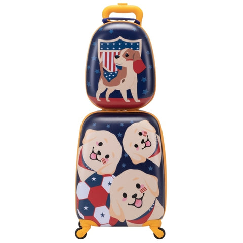 ZUN 2PCS Kids Luggage Set with 16" Rolling Suitcase and 12" Backpack, Toddler Wheeled Carry On Luggage, W2181P155107